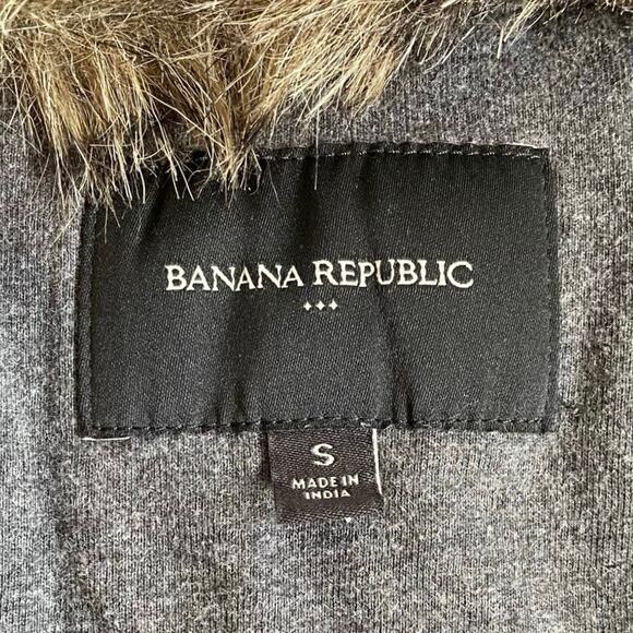 BANANA REPUBLIC Hooded Utility Parka Coat SZ S Army Olive Green Mid Length Twill - Picture 10 of 12